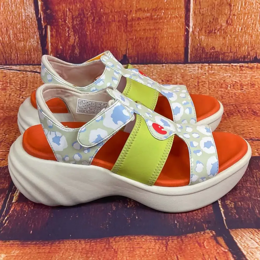 UIN Women's Summer Chunky Platform Wedges Sandals Sitges I Leopard Size 7.5
